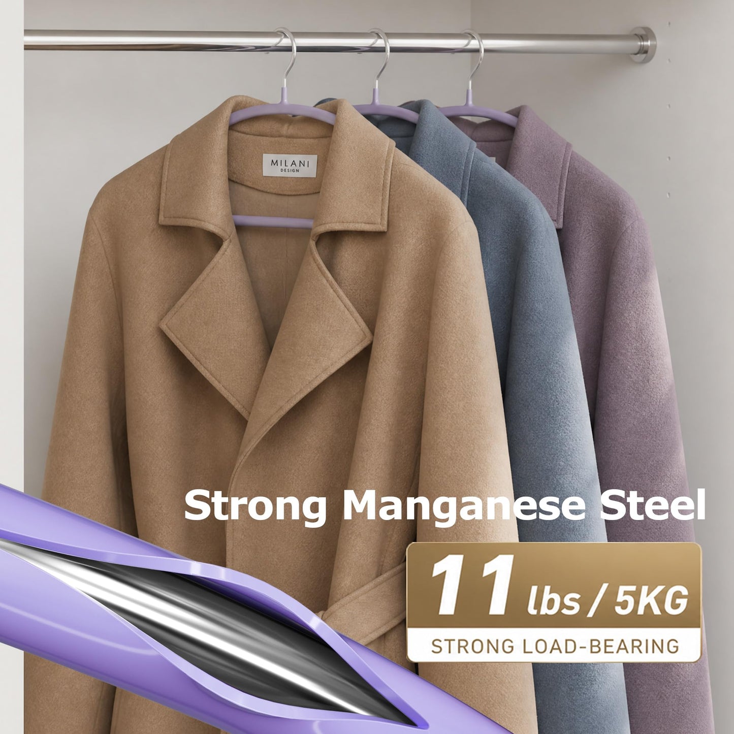 CTIME 14 Pack Clothes Hangers, PVC Coated Metal Coat Hangers Non Slip
