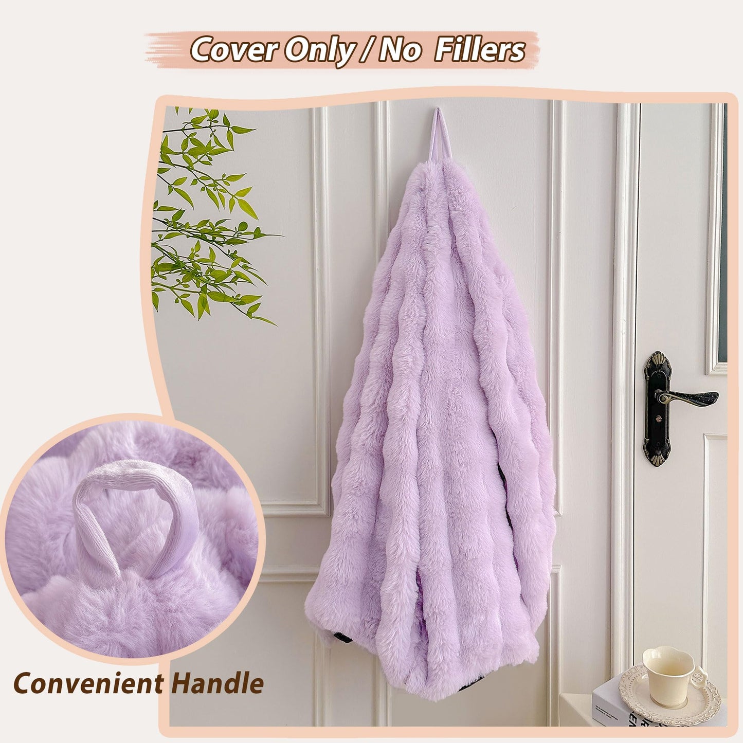 LIFEREVO 3FT Fluffy Faux Rabbit Fur Bean Bag Cover, No Filler, Lavender