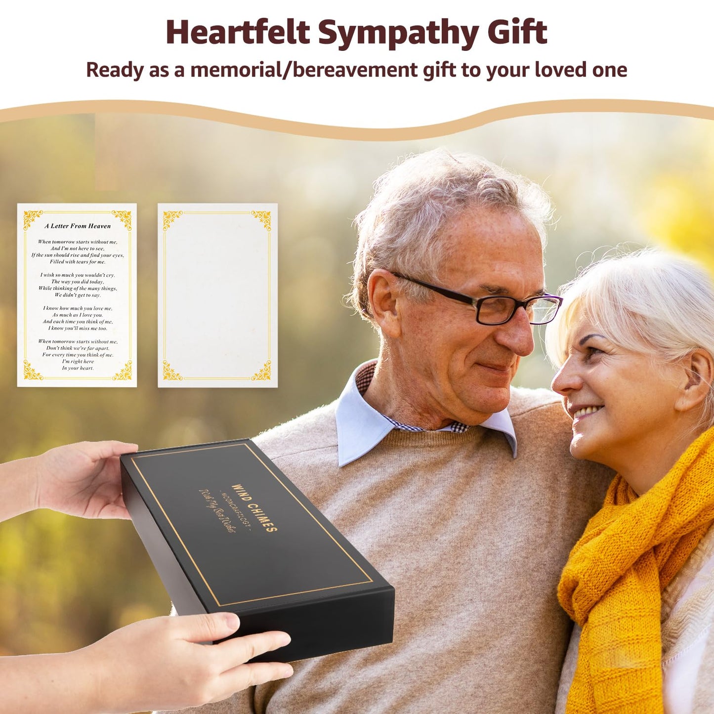 Sympathy Wind Chimes for Loss of Loved One, Memorial Windchimes for Lost Father Mother Friends, Remembrance Bereavement Gift with Card, in Memory Deep