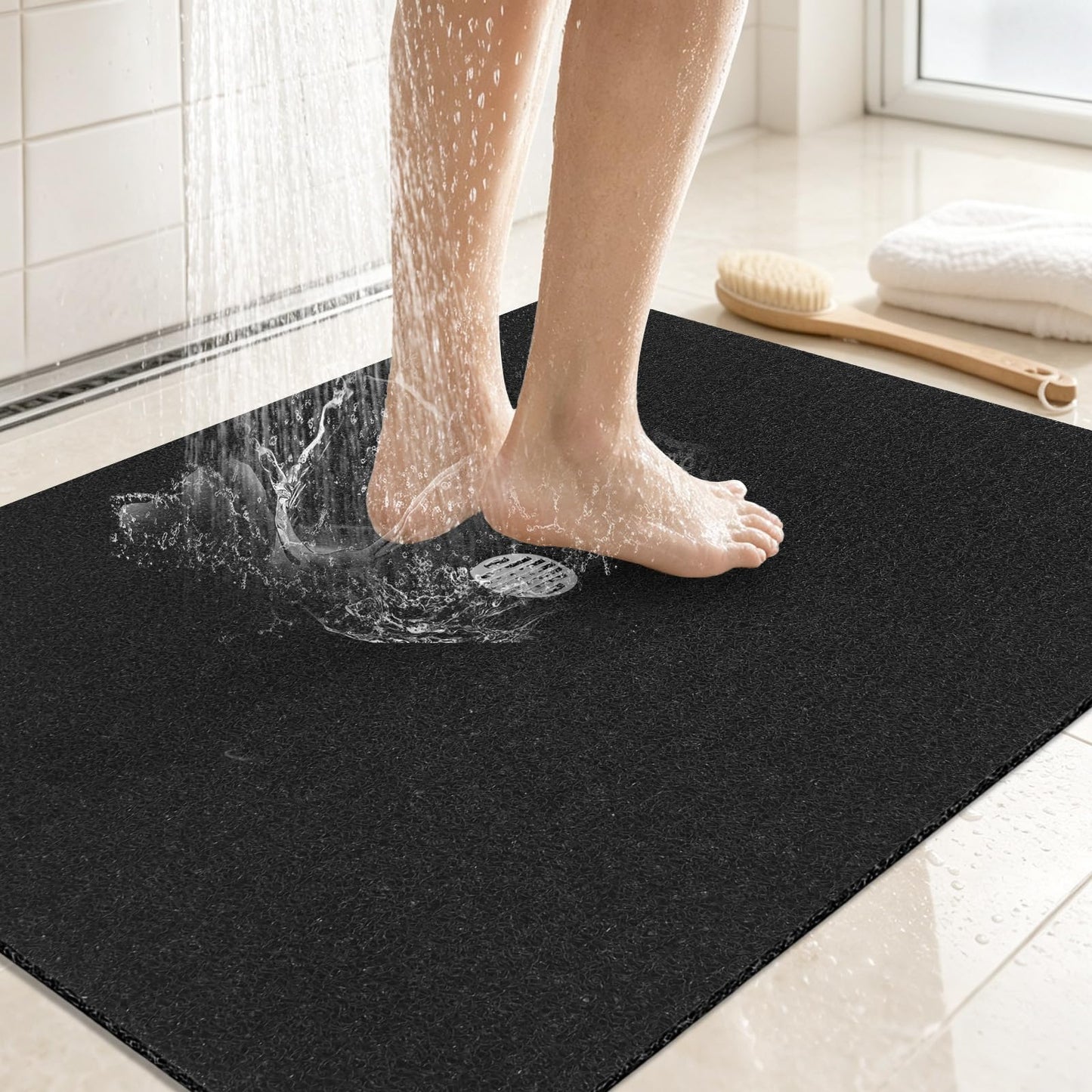 Non Slip Loofah Shower Mat 80 x 50cm Soft PVC Bath Mat for Inside Shower