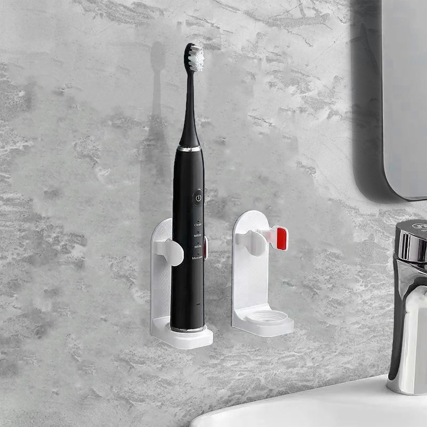 Electric Toothbrush Holder Wall Mounted 2Pack Set for Bathroom,Adjustable Size Toothpaste Dispenser Stand Organizer for Adult Kids Toothbrush