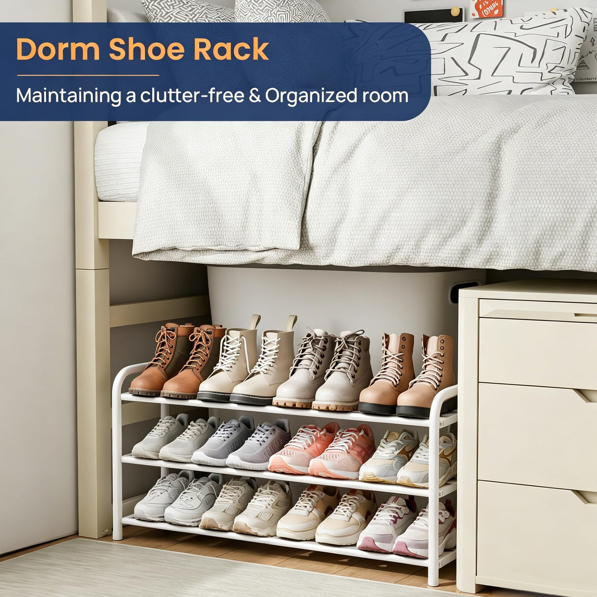 ENJOYBASICS Expandable Shoe Rack, 3 Tier Adjustable Shoe Storage Shelf