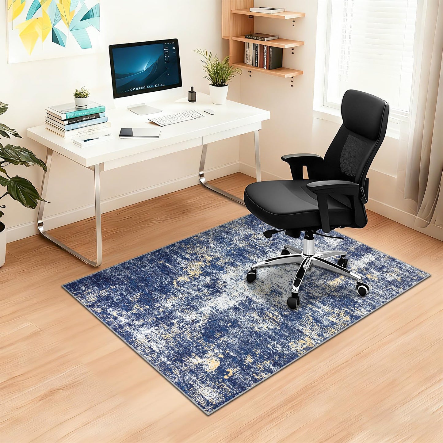 Capslpad Office Chair Mats for Hardwood Floor 90x120cm Non-Slip Modern Abstract Home Multi Purpose Chair Mat Low Pile Floor Protectors Computer Chair