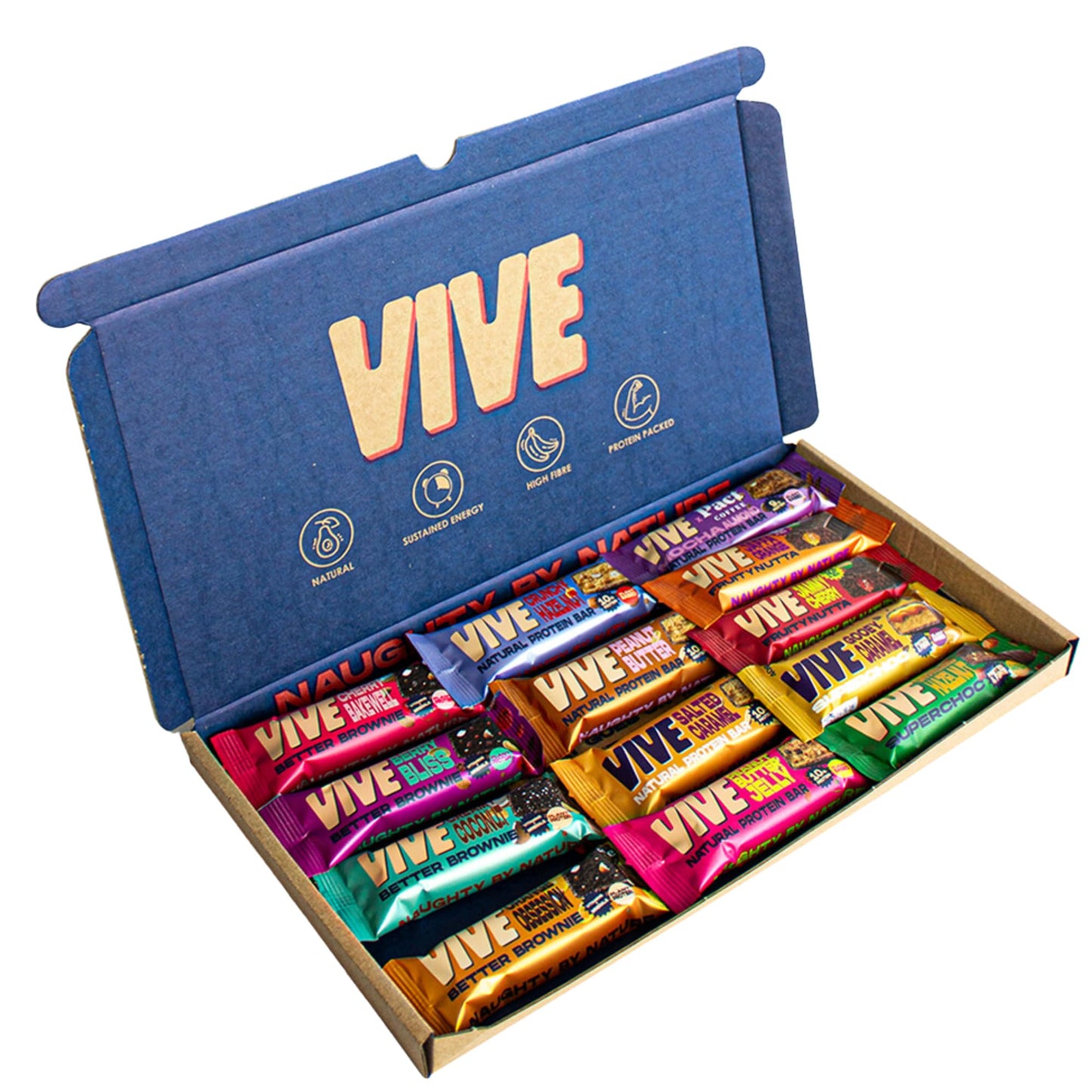 Vive Vegan Protein Bar & Snack Selection Box ? 13 Assorted Bars Including Brownies & Fruity Nut Bars ? High Fibre, Protein-Packed, Guilt-Free Treats