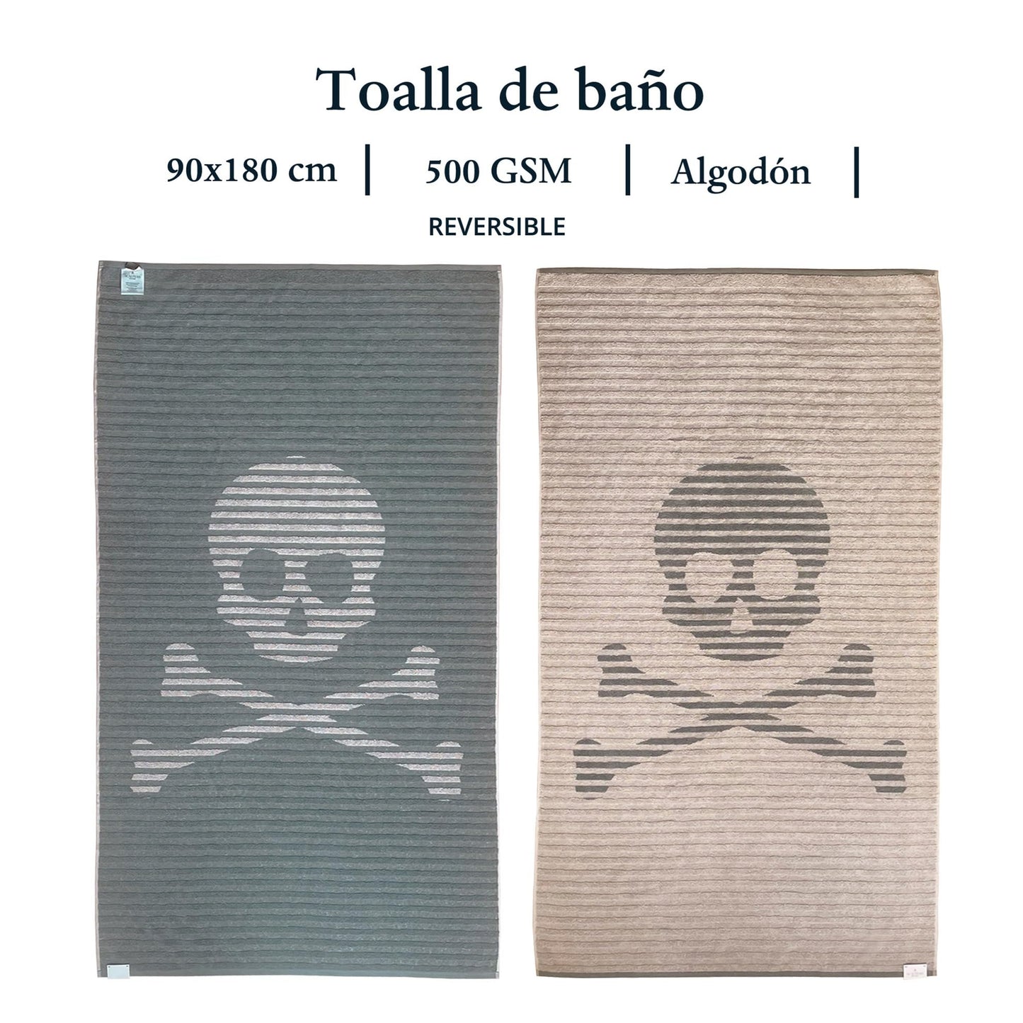 Scalpers Towel 90x180 cm 100% Cotton 500GSM Beige with Logo and Stripes Home