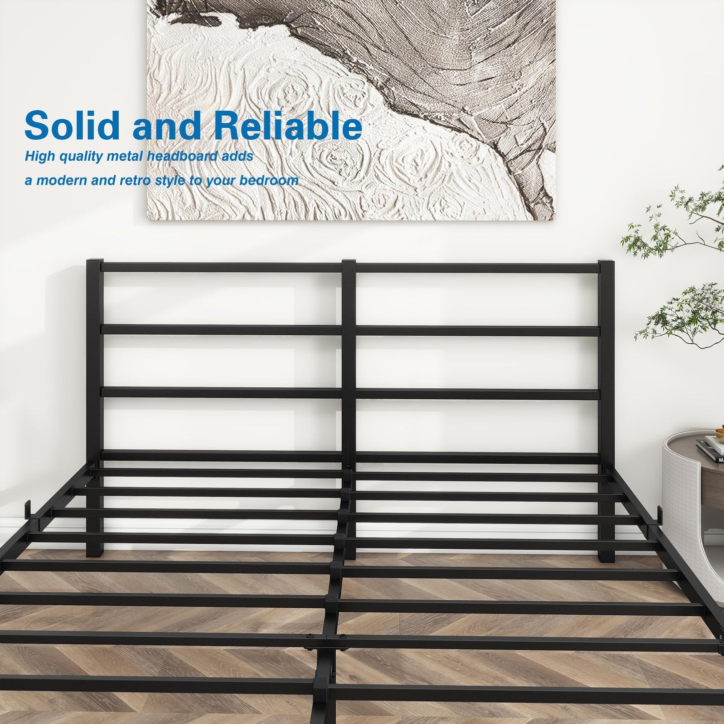 ARFARLY Metal Bed 140 x 200 cm Bed Frame with Headboard and Footboard, Adult Bed, Guest Bed, Double Bed, Black