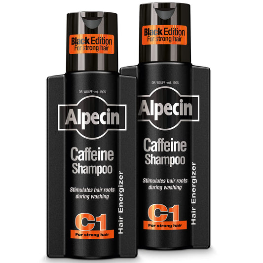 Alpecin Caffeine Shampoo C1 Black Edition - 2 x 250 ml - with new fragrance | Natural hair growth for men | Energy for strong hair | Hair Care for Men