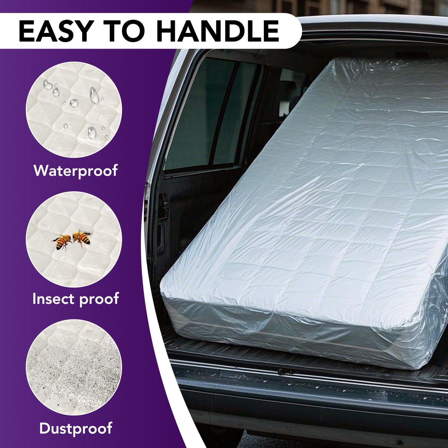 Mattress Bag for Moving and Storage, 5 Mil Heavy Duty Bed Mattress Cover, Mattress Protector Super Thick and Tear Resistant (King)
