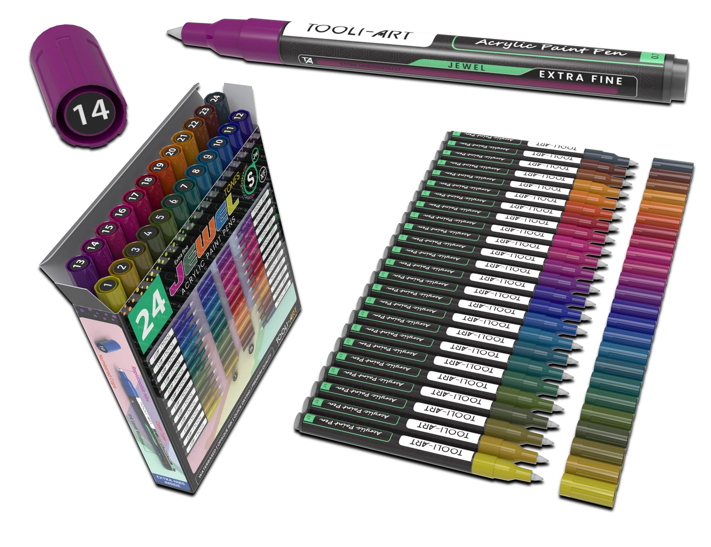 TOOLI-ART Acrylic Paint Markers Paint Pens Special Colours Set For Rock Painting, Canvas, Fabric, Glass, Mugs, Wood, Ceramics, Plastic, Multi-Surface.