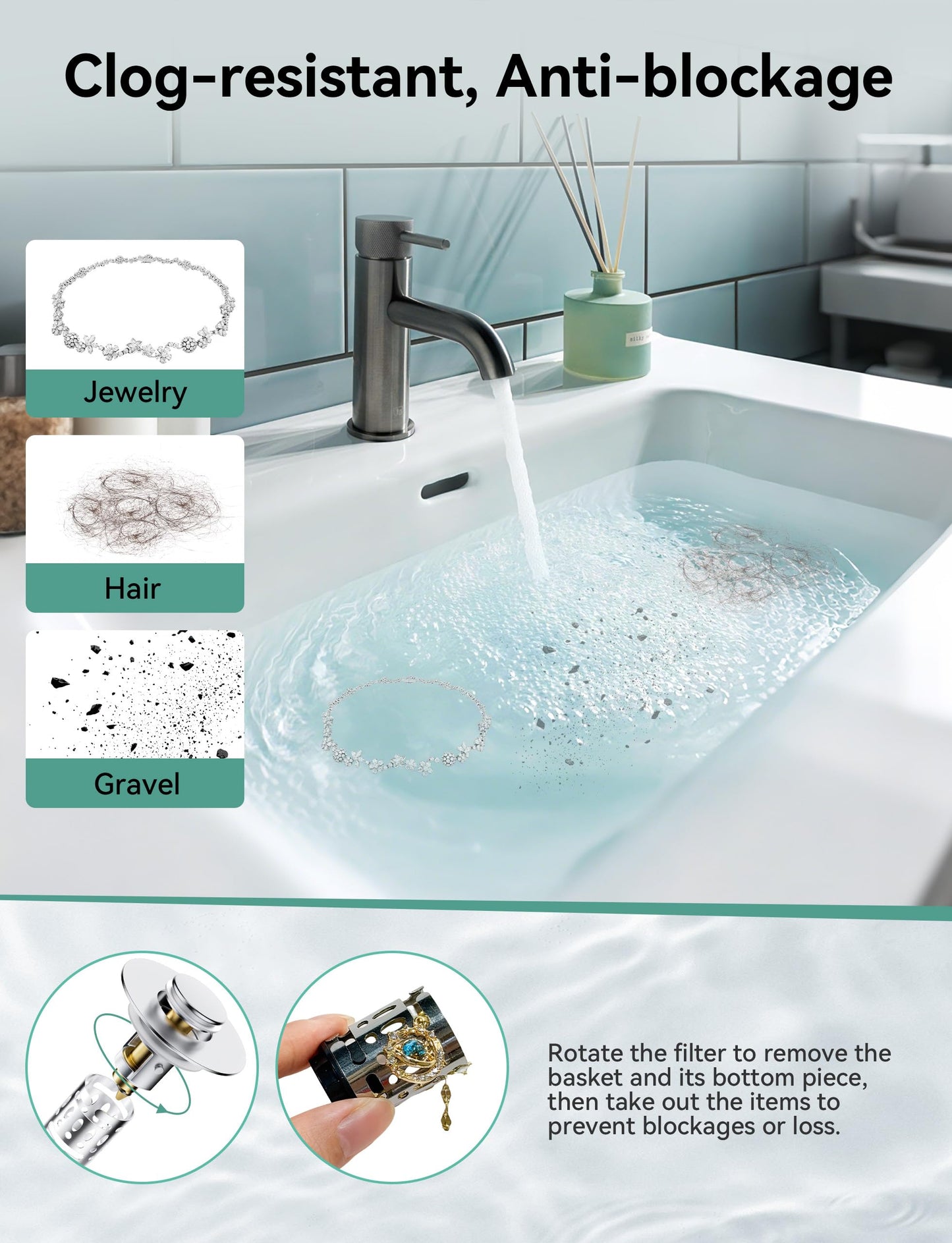 Magichome Bathroom Sink Plug fit for 28-45mm Basin Holes