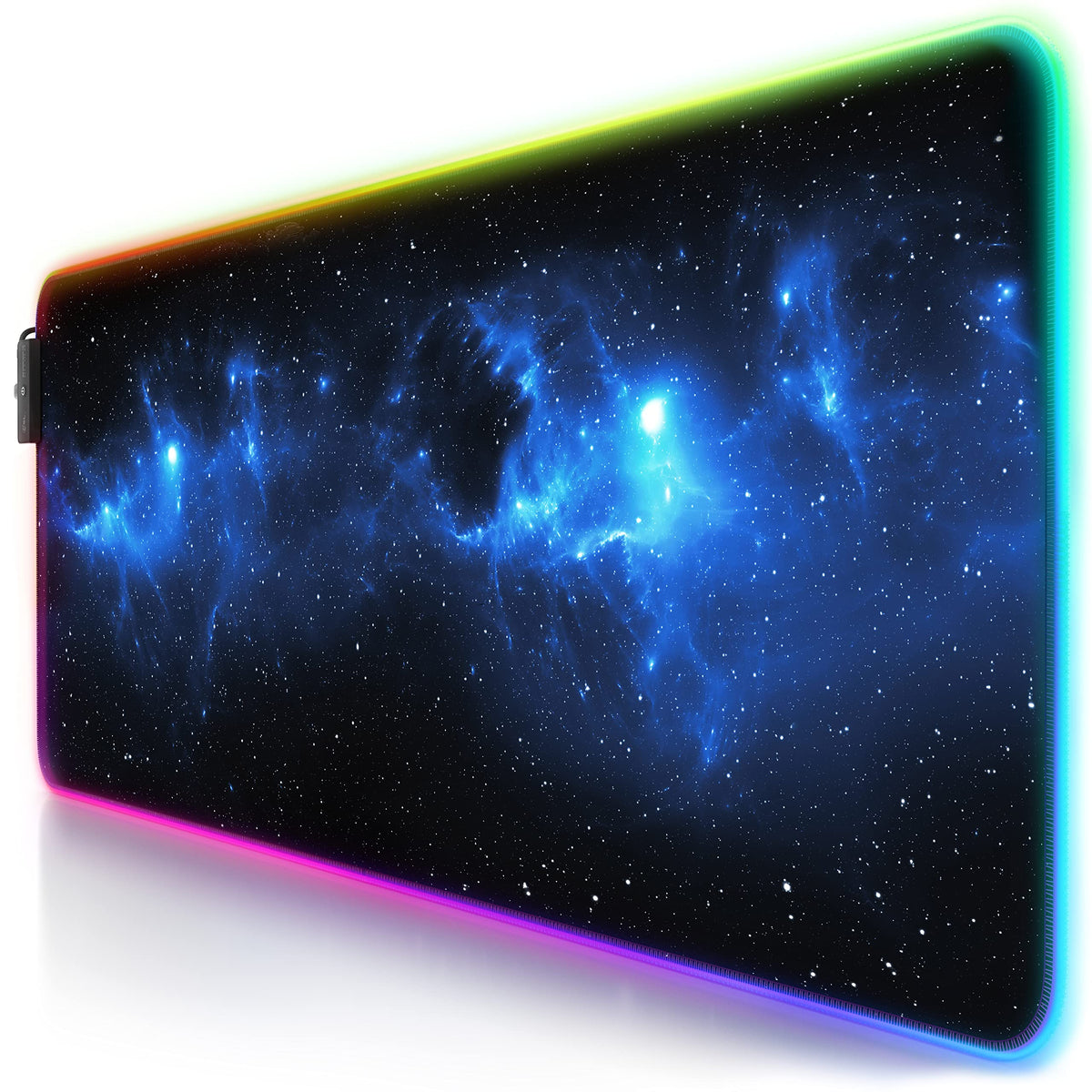TITANWOLF - RGB Gaming Mouse Mat - 800x300mm - XXL Extended Large LED Mouse Pad - 7 Multi Colour and 4 Effect Modes ? Non Slip Rubber Base - Mice Mat