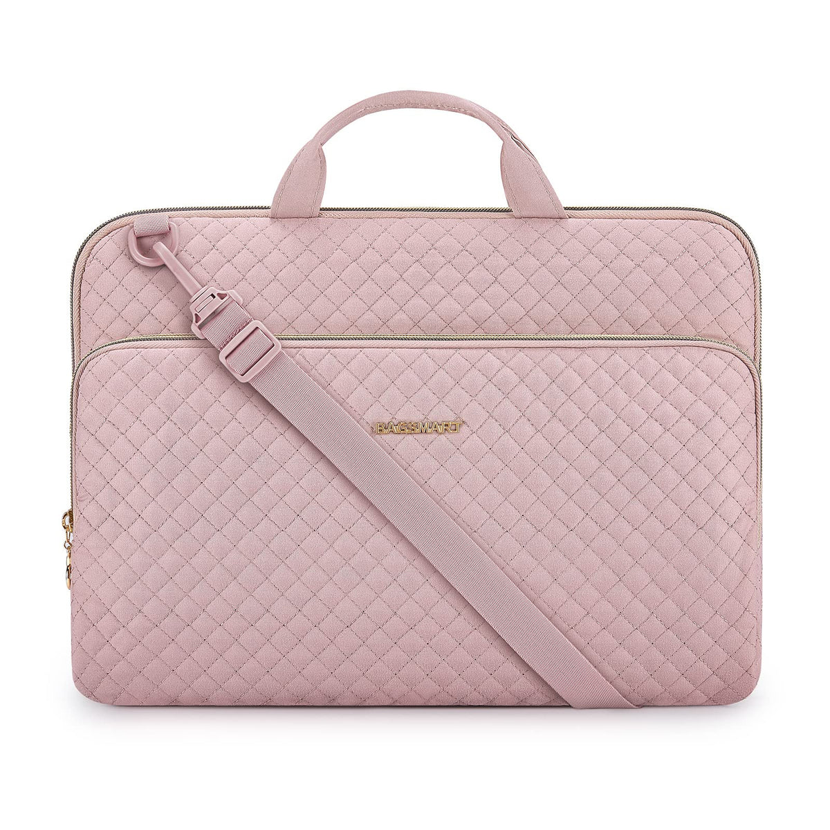 bagsmart Laptop Sleeve Carrying Case with Pocket, Computer Protective Cover for MacBook Air 2025 ASUS Lenovo HP Notebooks (Pink, 15.6 Inch - With