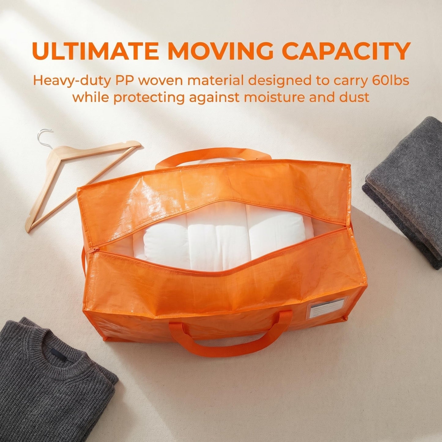 Zandrix 90L Cloths Storage Bags with Zips Waterproof Reusable - 6 Pack