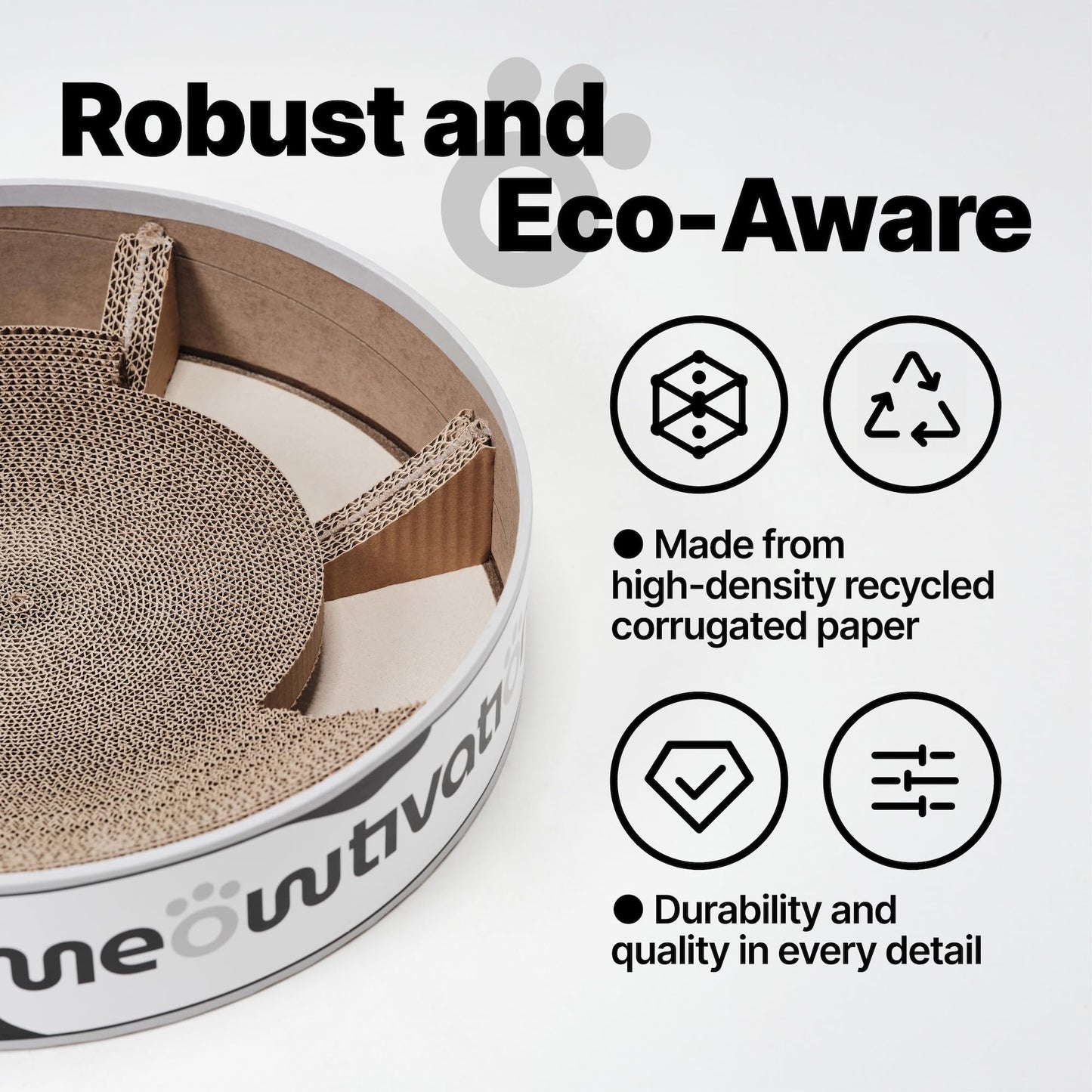 Scratching Bed for Cats ? XL 46 cm Round Scratcher Made from 100% Recycled Corrugated Cardboard, Round Cat Bed with Natural Catnip, Robust Accessory
