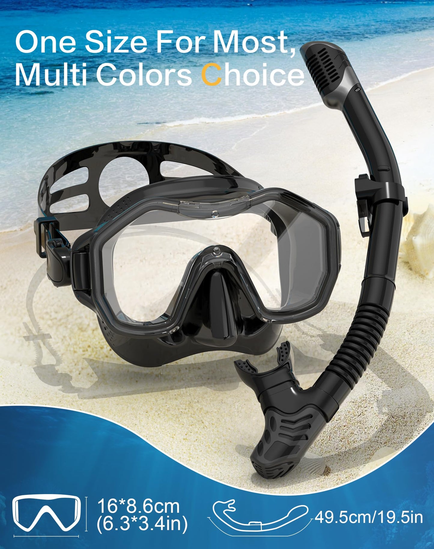 Lealinga Snorkel Set Adults 2Pack, Snorkel Mask Anti-Fog Panoramic View Diving Mask Dry Top Snorkel Kit with Travel Bag Diving Set for Snorkeling