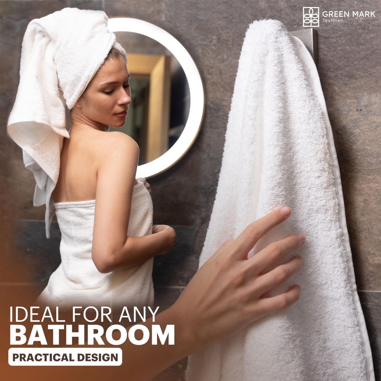 NatureMark 4-Piece Bath Towel Set – Soft & Absorbent Cotton Shower Towels for Everyday Use, White, 70 x 140 cm