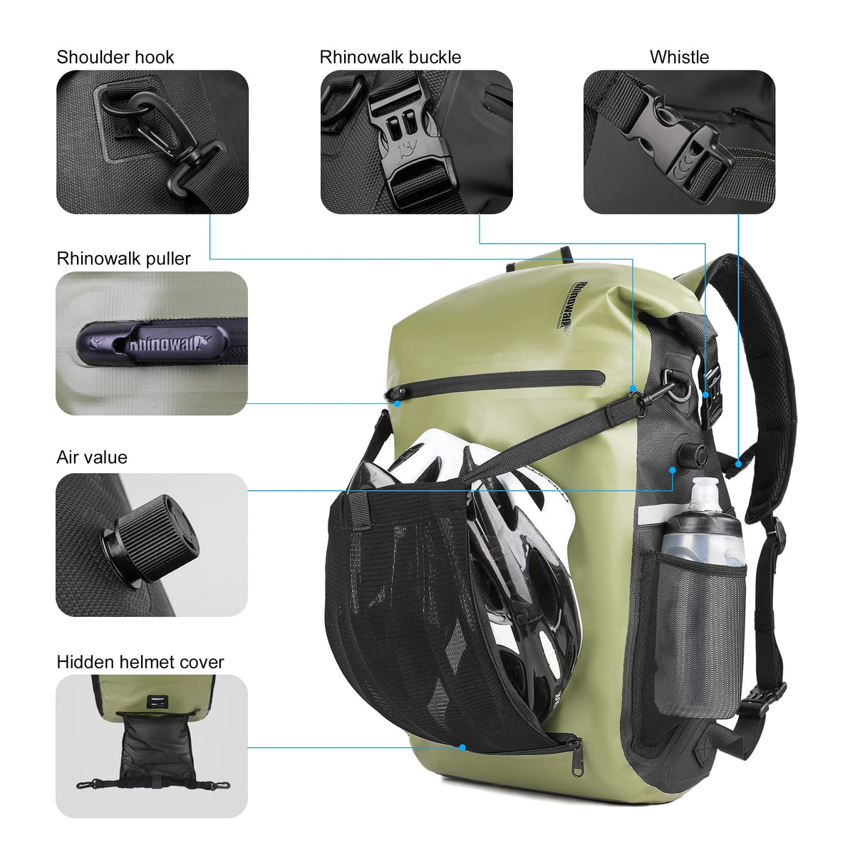 Rhinowalk Bike Pannier Bag Waterproof 22L Bicycle Rear Rack Trunk Bag for Cycling Bicycling Traveling Riding