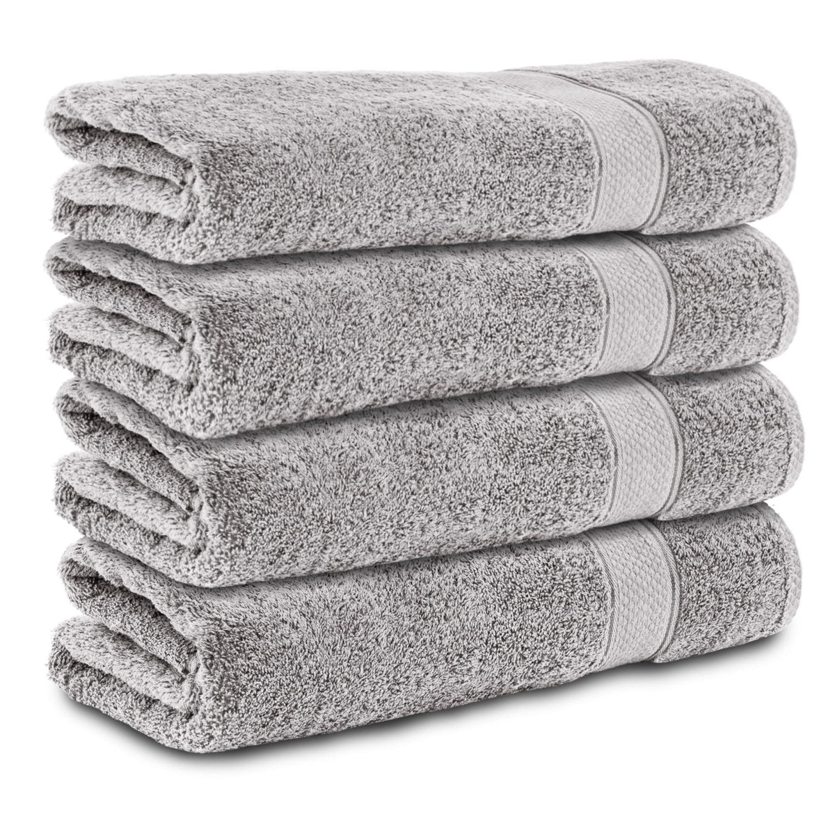 Komfortec Set of 4 Hand Towels 50 x 100 cm 100% Cotton Terry Towelling Soft Silver