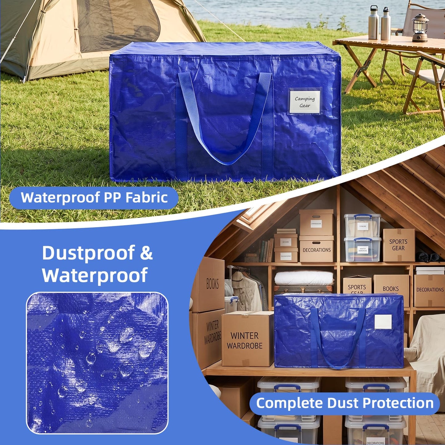 inreeme Heavy-Duty Moving Bags and 90L Large Storage Bags with Zips 4 Pack