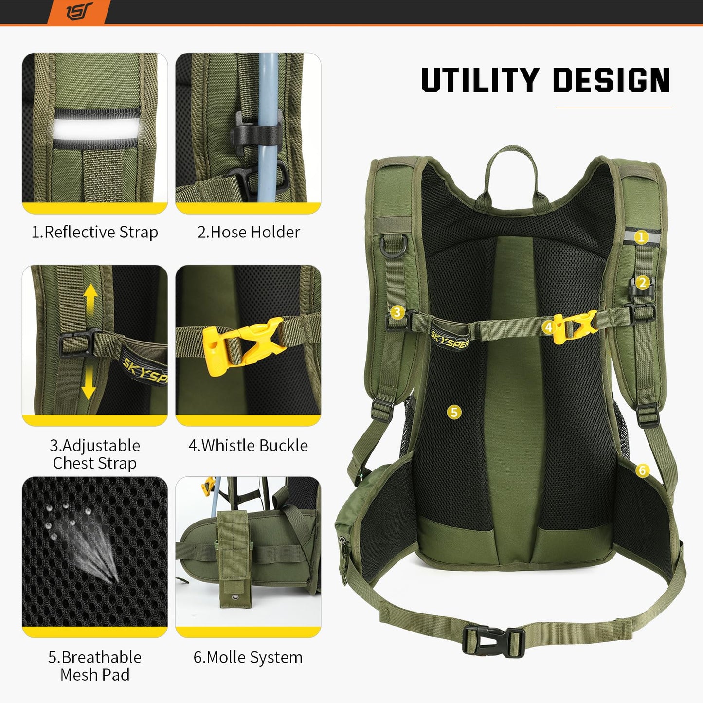 SKYSPER Cycling Backpack 20L Lightweight Bike Backpack for Men Women Running Rucksack for Biking Hiking Climbing(Armygreen)