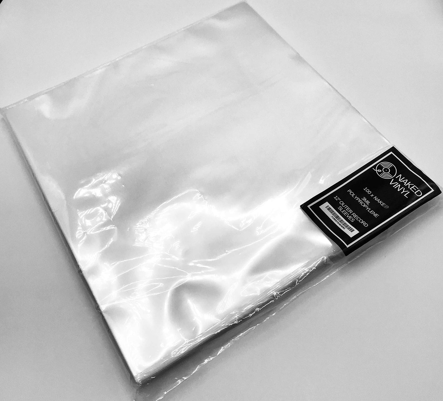 Naked Vinyl 100 x Vinyl Record Outer Sleeves 12" LP | Glass Clear & Made from High-Density Polypropylene | 12.75" x 12.75", 3 Mil Thick | Fits Most