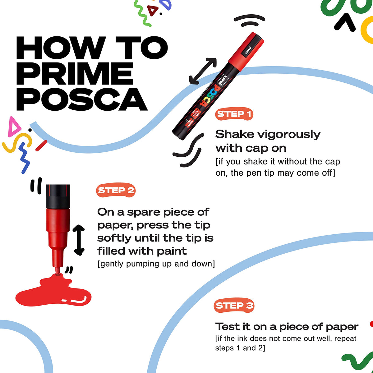POSCA MOP?R PCM-22 Water Based Permanent Paint Markers. Round Tip for Art & Crafts. Multi Surface Use On Wood Metal Paper Canvas Cardboard Glass