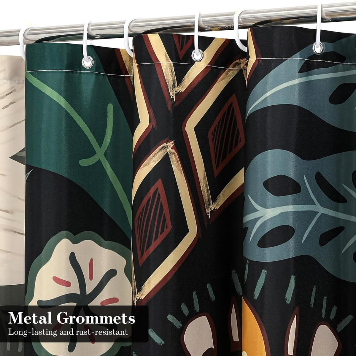MAIGO Shower Curtain 180X180CM - Boho Geometric Waterproof Polyester Pattern With Hooks (FLOWER)
