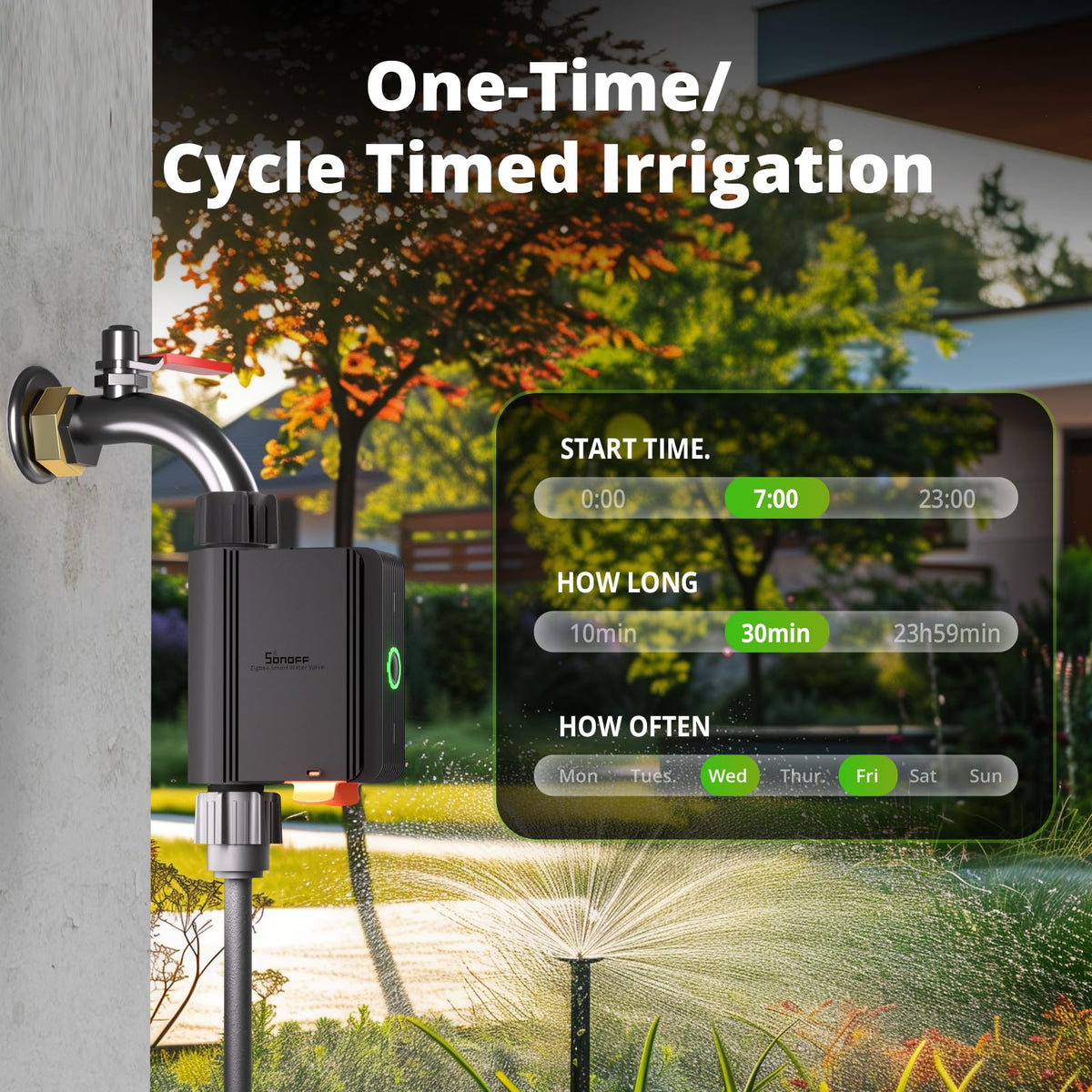 SONOFF Zigbee 3.0 Irrigation Timer, Smart Water Timer for Irrigation, Sprinkler Timer, Automatic Watering System Hose Timer for Lawn & Garden, APP