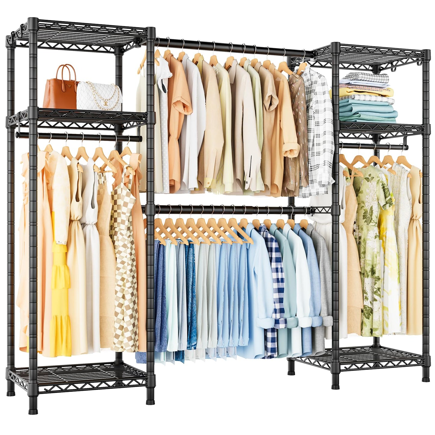 Ulif E7 Heavy Duty Clothing Rail, Extendable Rails, Clothes Rail, Black
