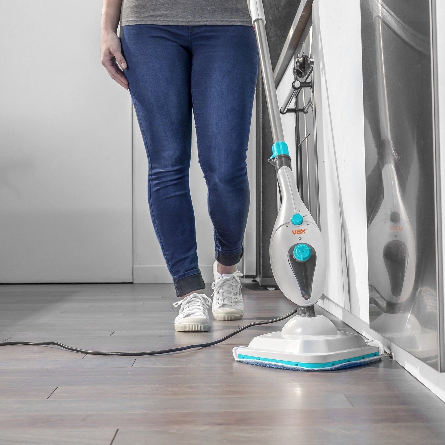 Vax Steam Clean Multifunction Steam Mop | Converts to a Handheld | Variable Steam Control - S85-CM, White and Blue