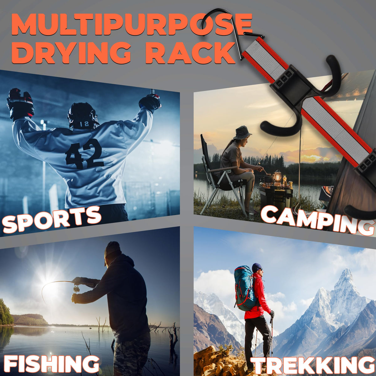 UTTY Hanging Hockey Drying Rack - Multipurpose Portable Drying Rack for Hockey Sports Equipment, Camping Accessories & Outdoor Sports Equipment with