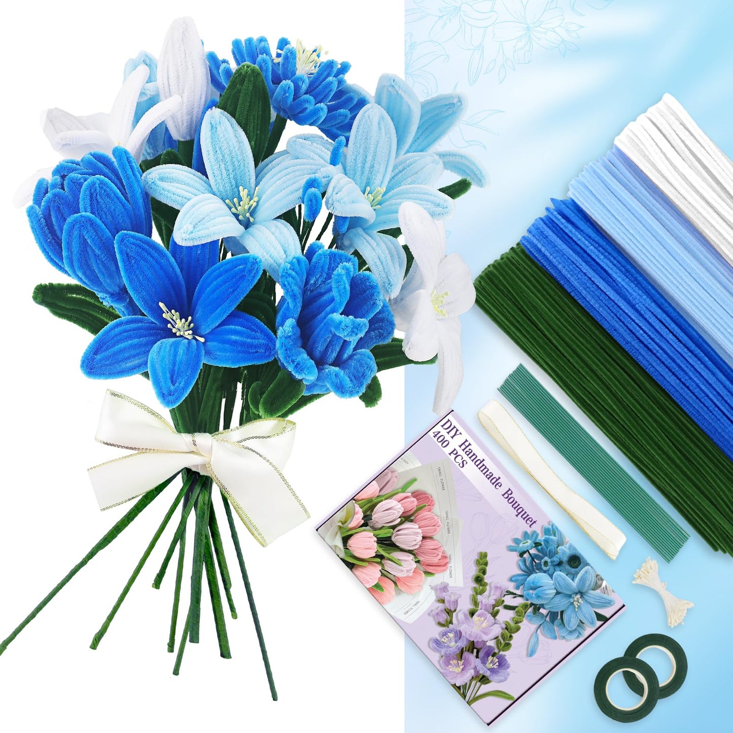 DGHOME 400pcs Pipe Cleaners for Craft, Pipe Cleaners for Tulip Bouquet? Fuzzy Sticks Craft Supplies for Flower DIY Craft Kit Gift?Chenille Stems DIY