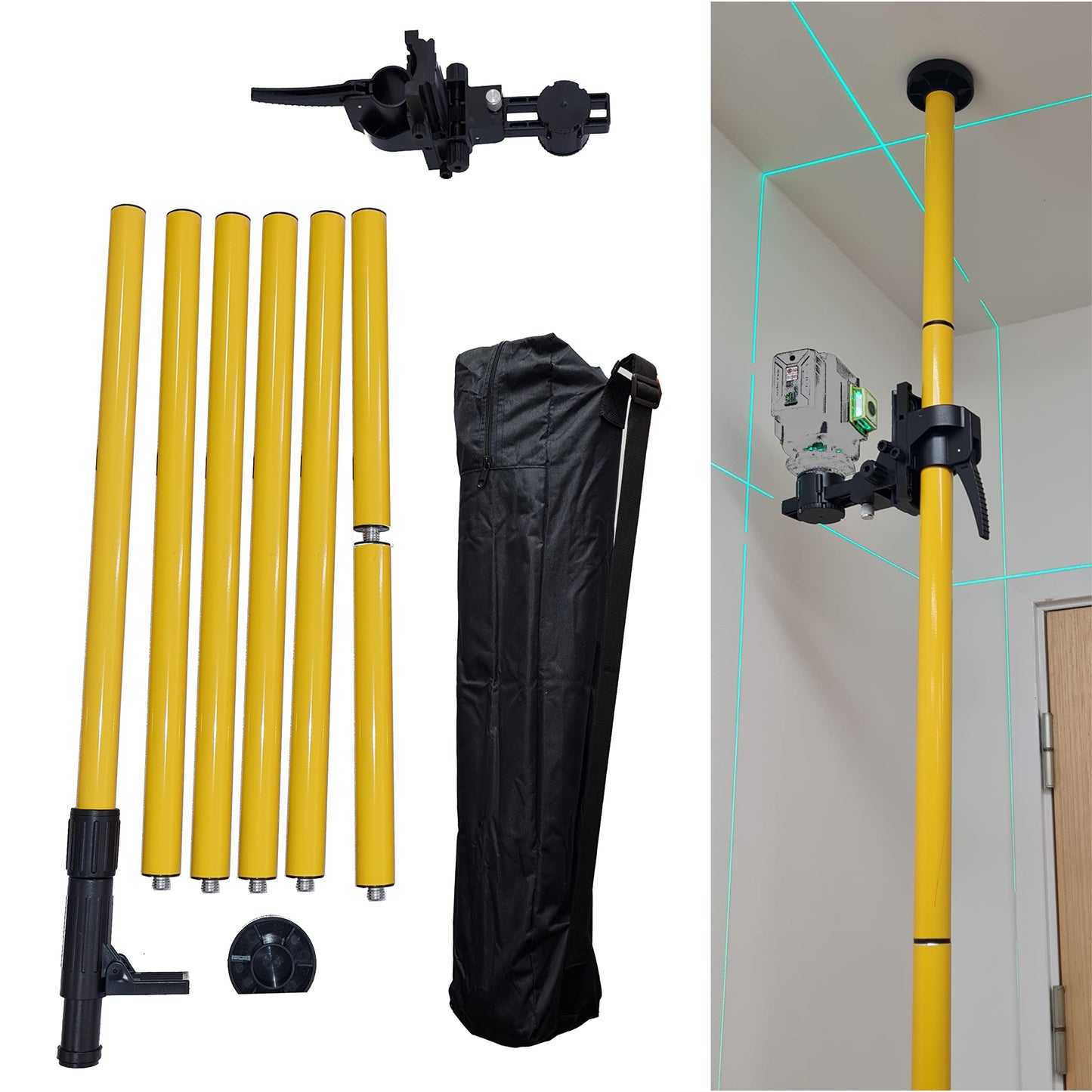 TOPWAY Laser Level Telescoping Pole 4.2M Floor to Ceiling Laser Pole, Aluminum Alloy Telescoping Support Pole with Extendable Mounting Pole for Rotary