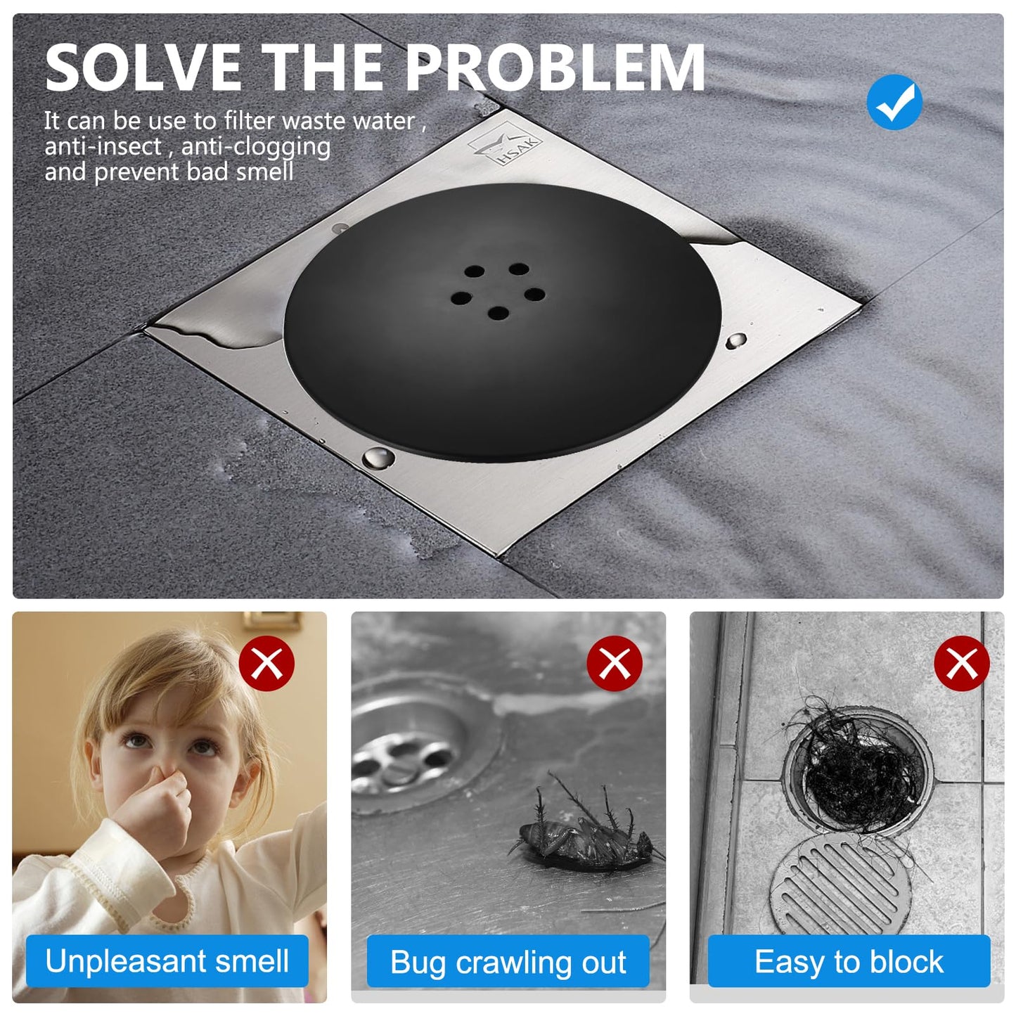 Tenbrachian 90mm Shower Drain Cover Replacement, 90mm/115mm Shower Plughole Covers, Showers Trap Cover Replacement Plug Hair Traps Parts