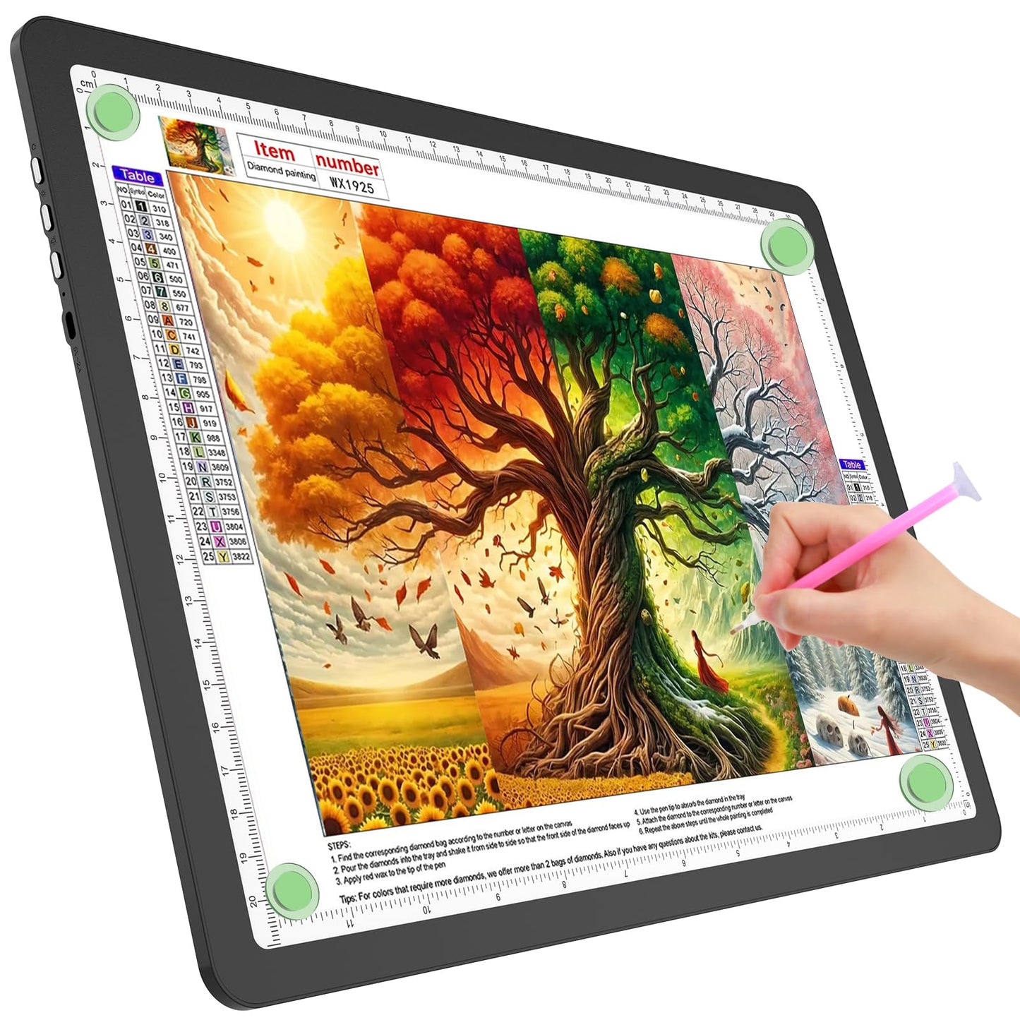 TOHETO A4 Light Board for Diamond Painting, Super Bright Magnetic Light Pad with Side Buttons, Lightbox for Tracing and Drawing, Corded Light Table