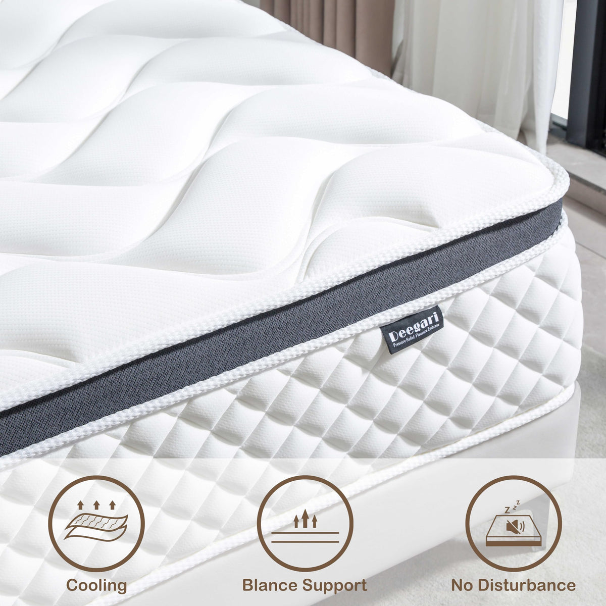 Deegari Small double Mattress 4FT,10 INCH Pocket Sprungs Mattress Memory Foam- Medium Firm - Motion Isolation,120x190X25CM