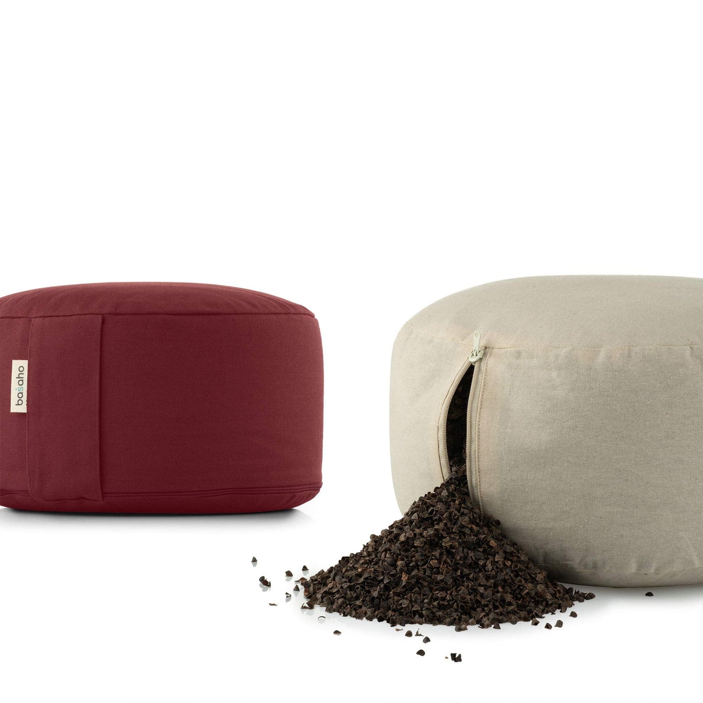 basaho WHEEL Zafu Meditation Cushion | Organic Cotton | Buckwheat Hulls | Removable Washable Cover (Pale Pink)