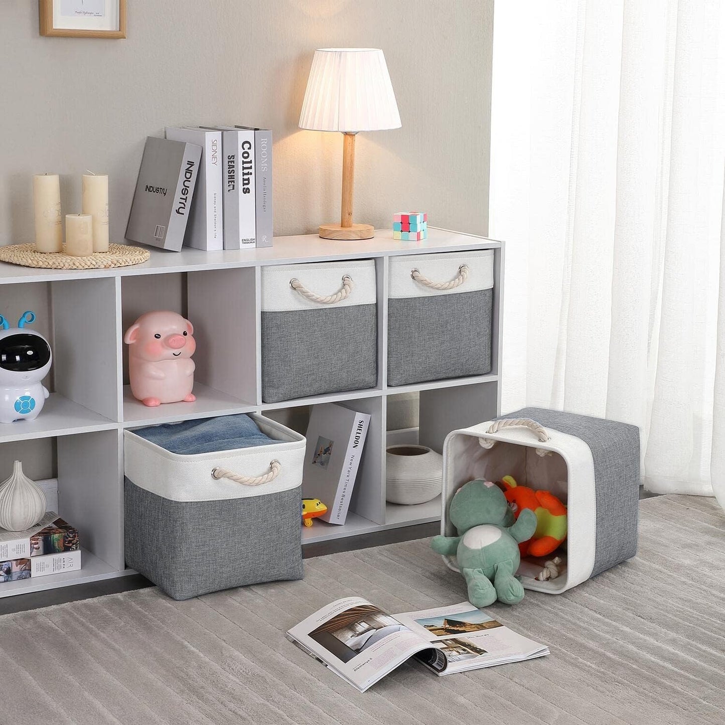 Mangata Fabric Storage Boxes, 33x33x33cm Cube Storage Unit Boxes Storage Baskets for Organizing Clothes Shelf Nursery Home Closet
