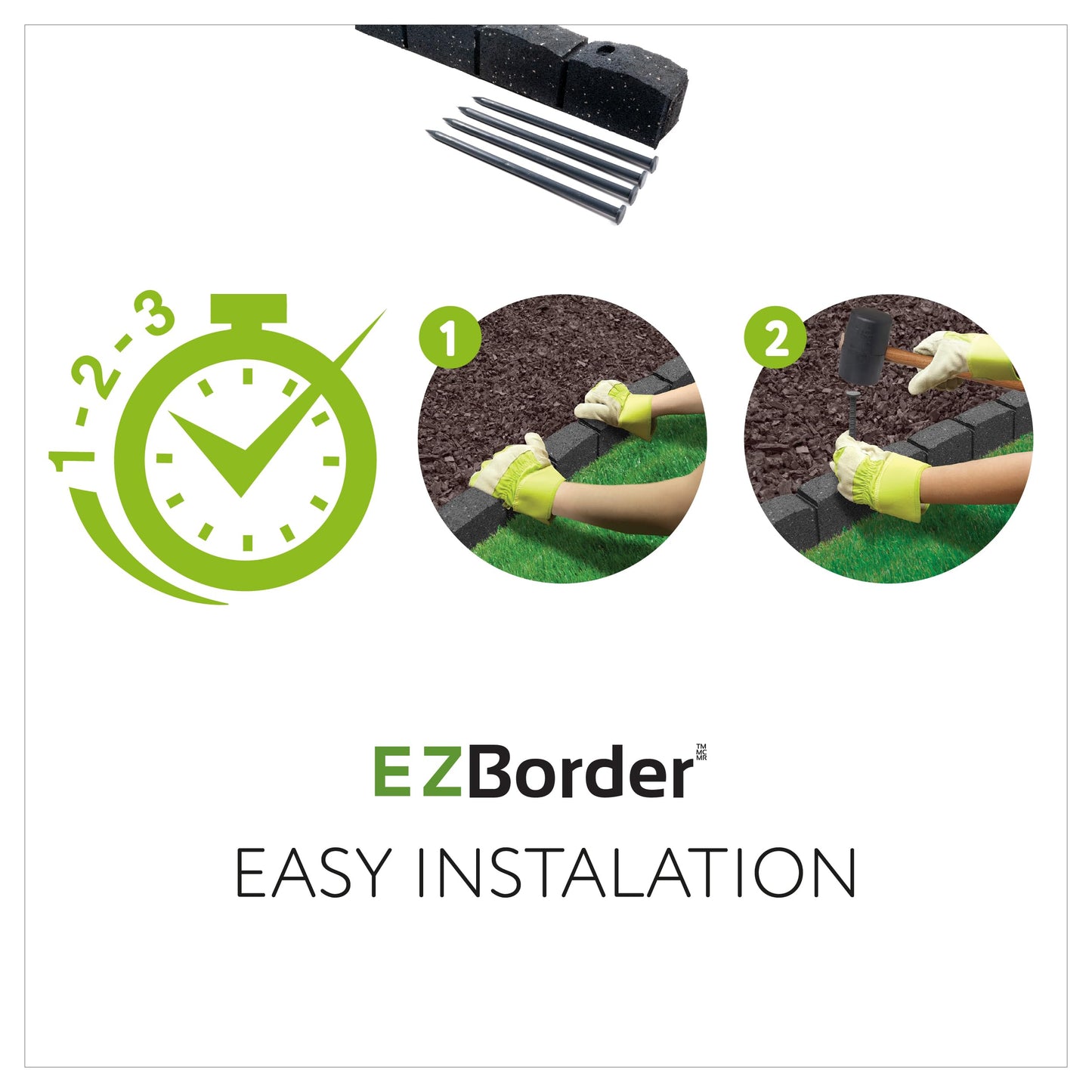 Nicoman Roman Castle Stone Garden Border 4-ft Rubber Landscape Edging Section 120cm, Earth, Pack of 2