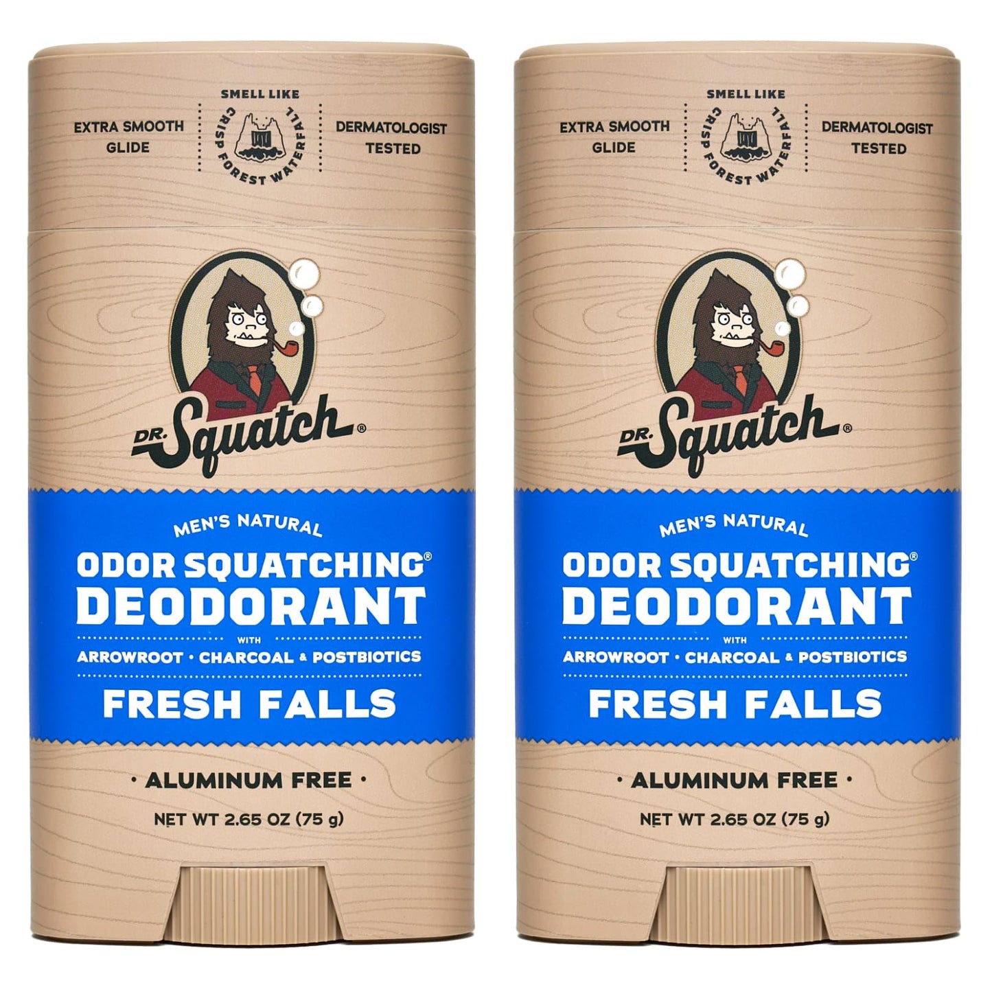 Dr. Squatch Natural Deodorant for Men 2 Pack Fresh Falls ? Odor-Squatching Men's Deodorant Aluminum Free (2.65 oz, 2 Pack)