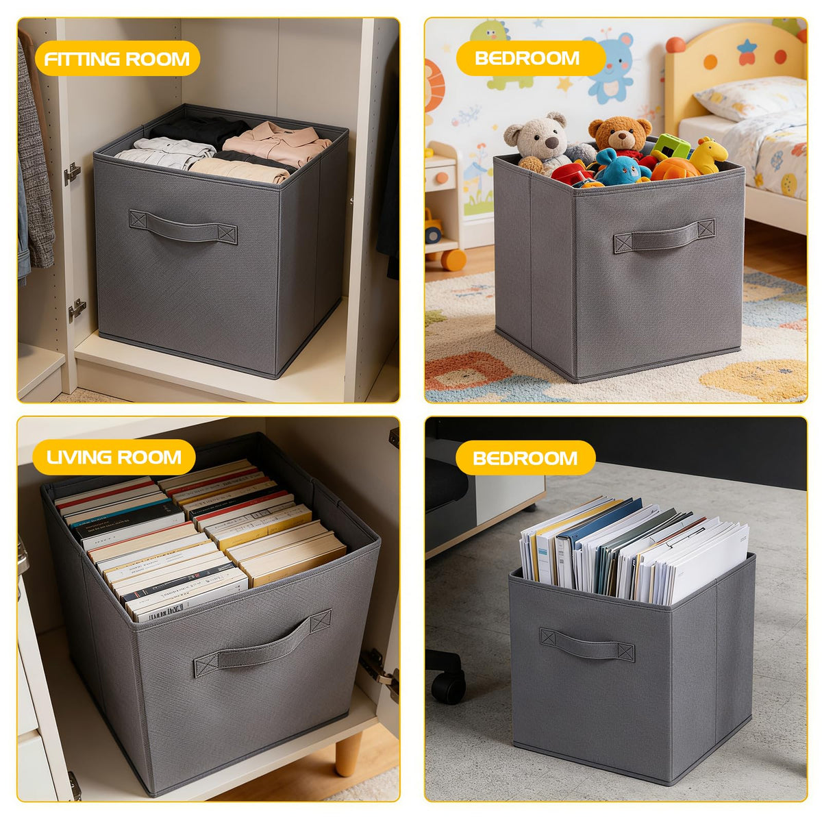 Resszo Cube Storage Boxes Set of 4, 27x27 Cubes with Handles