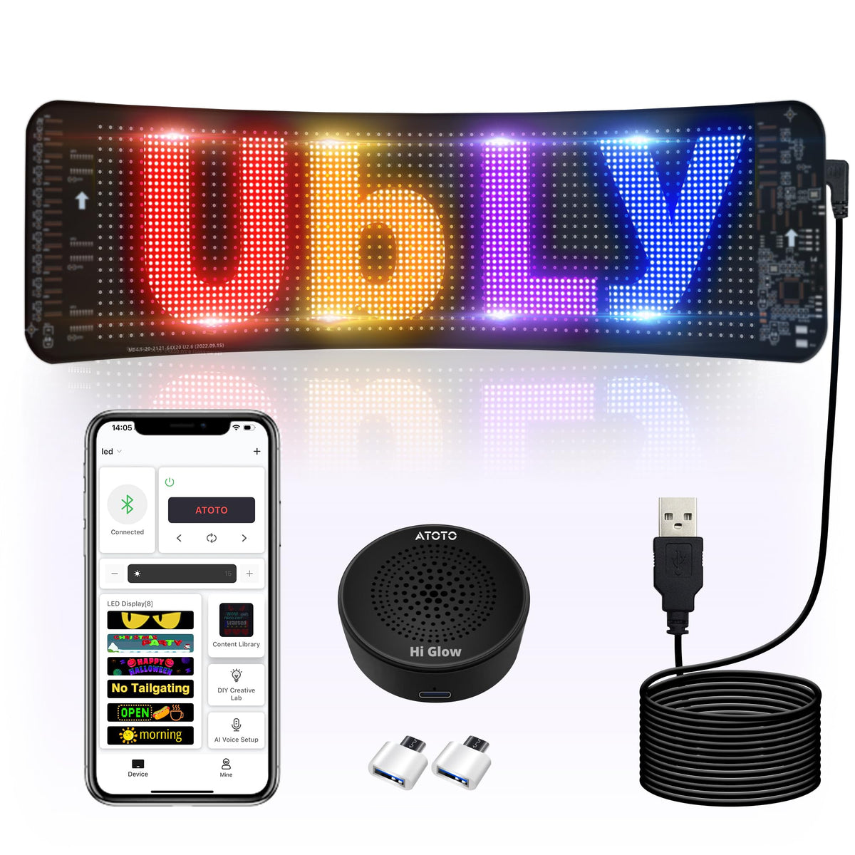 Devil Eyes Light for Cars - AI Voice LED Eyes for Trucks, Flexible Scrolling LED Signs for Cars, IP66 Waterproof Programmable Display with APP Control