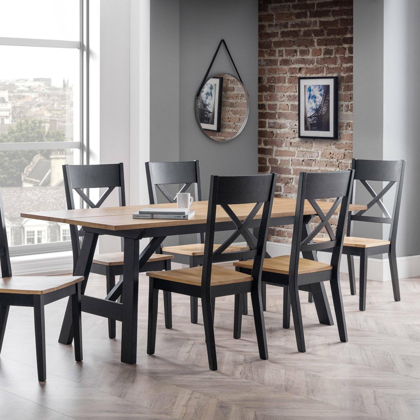 Julian Bowen Hockley Dining Chairs, Set of 2, Black - H99 x W47 x D53.5cm