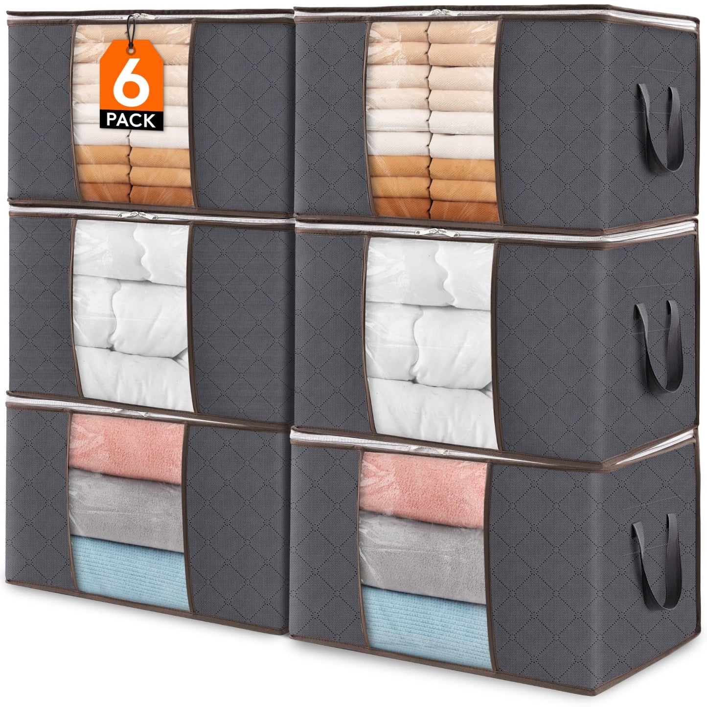 Lifewit 60L Clothes Storage Bags, Foldable Storage Box Moving Bags Wardrobe Storage Organiser Packing Boxes for Moving House with Clear Window for