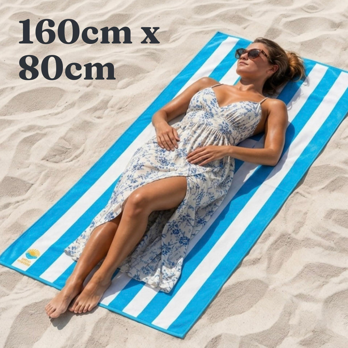 Beach Master Large Microfibre Beach Towel for Adults – Quick Dry & Sand Free Lightweight Travel Towel with Carry Bag, 160 x 80cm – Beige Stripe