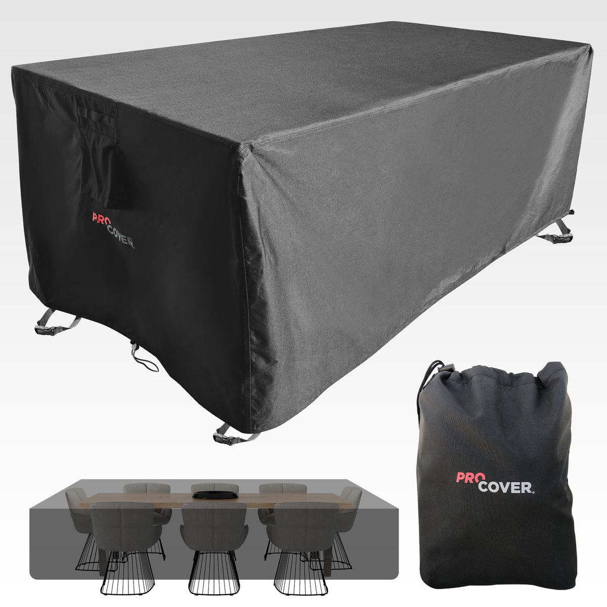 ProCover Premium Outdoor Furniture Cover: Durable, Waterproof Fabric with PVC Coating. Thick, Long-Lasting, Ideal for Garden Table, Lounge, Furniture,
