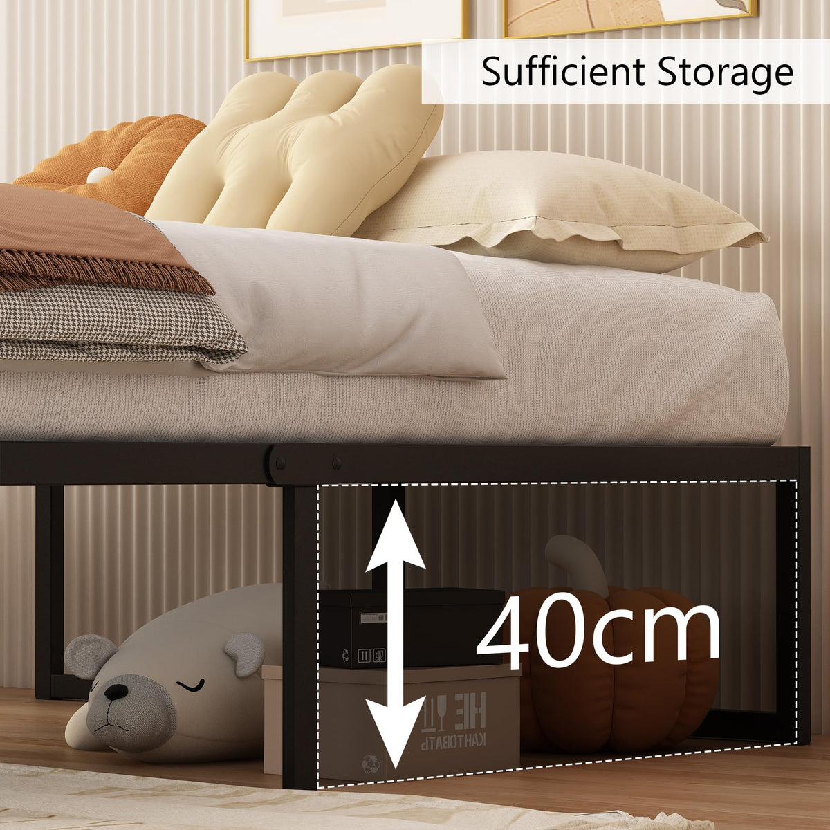 Yicensen Super King Bed Frame 180x200 cm, Easy Assembly, Noise Free, Black