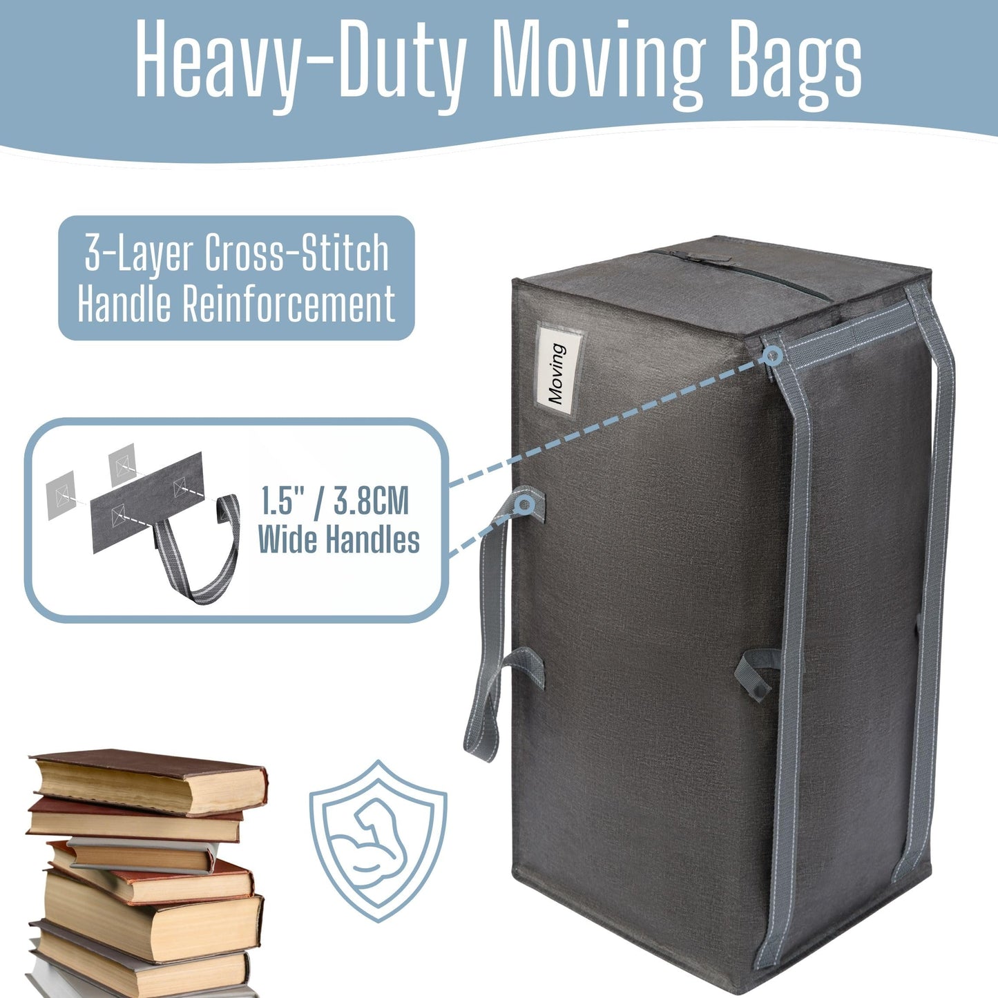 VENO 8 Pack Heavy-Duty Moving Bags Extra Large W/Backpack Straps, Moving House Essentials, Strong Handles & Zips, Clothes Storage, Packing
