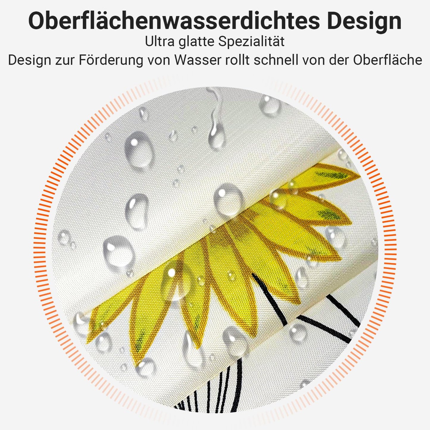 Lerores Shower Curtain, 180 x 200 cm, Dancing Sunflowers, Weighted Hem, Anti-Mould, Water-Repellent