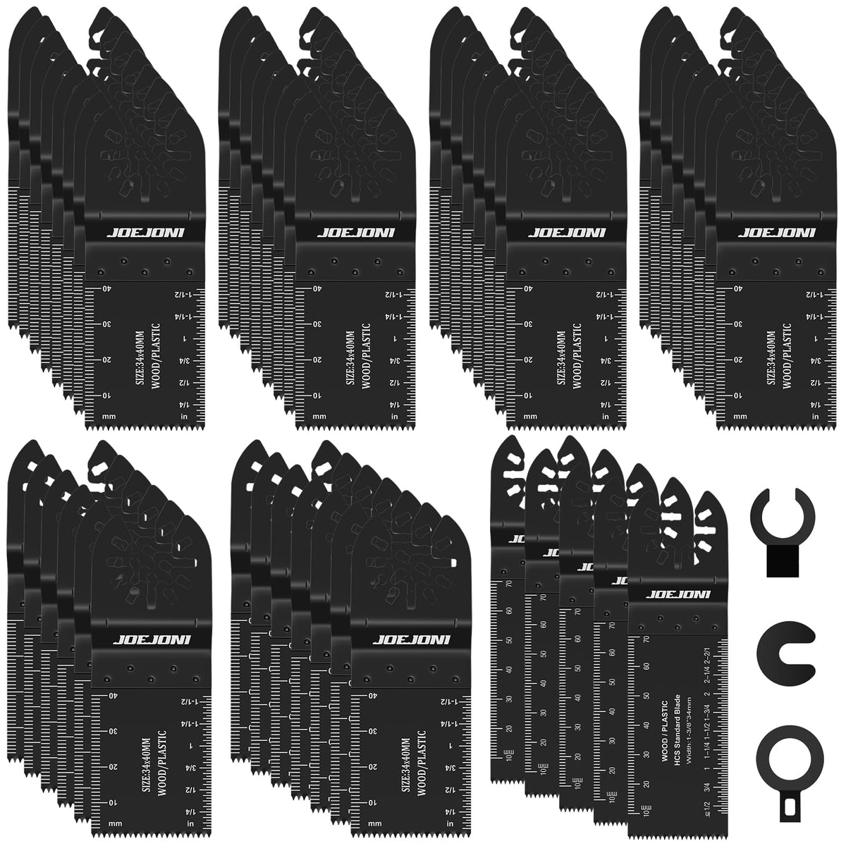 JOEJONI 53pcs Multi Tool Blades Set, Universal Oscillating Saw Blades, Oscillating Tool Accessories for Wood, Compatible with Fein Multimaster, Ryobi,